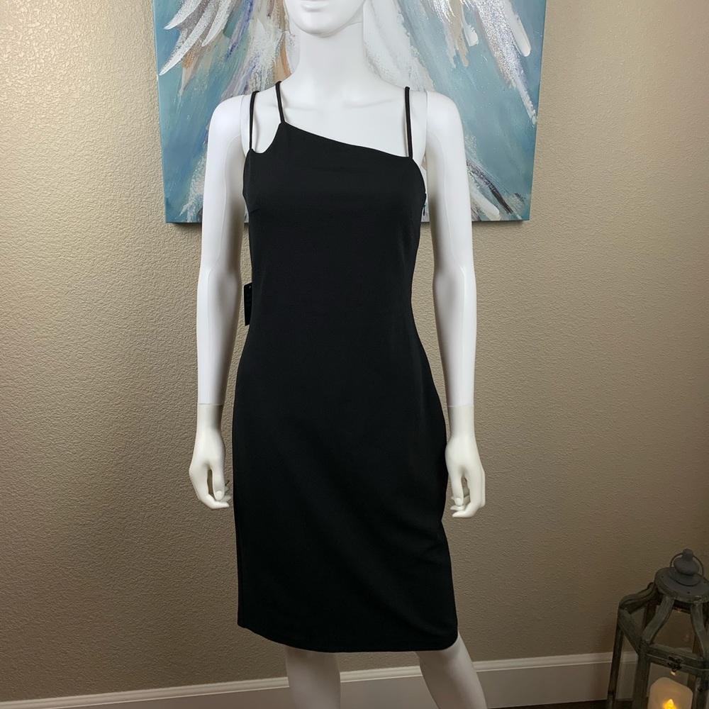 NWT Express Adorable Strap MIDI Black Dress $70